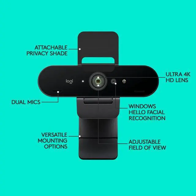 Alt view image 6 of 10 - Logitech 4K Pro Webcam with HDR and Noise-canceling Mics 960-001390