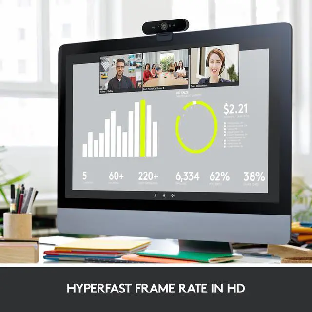 Alt view image 7 of 10 - Logitech 4K Pro Webcam with HDR and Noise-canceling Mics 960-001390