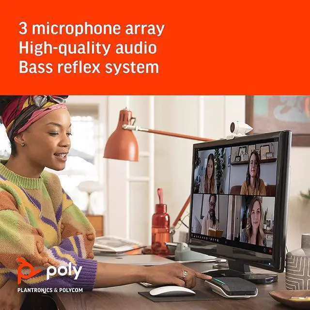 Alt view image 4 of 10 - Poly (Plantronics + Polycom) Studio P5 Webcam with Poly Sync 20+ Speakerphone Kit (Plantronics + Polycom) - 1080p HD Professional Video Conferencing Camera & Bluetooth Wireless Smart Speakerphone-Certified for Zoom & Teams (2200-87150-025)