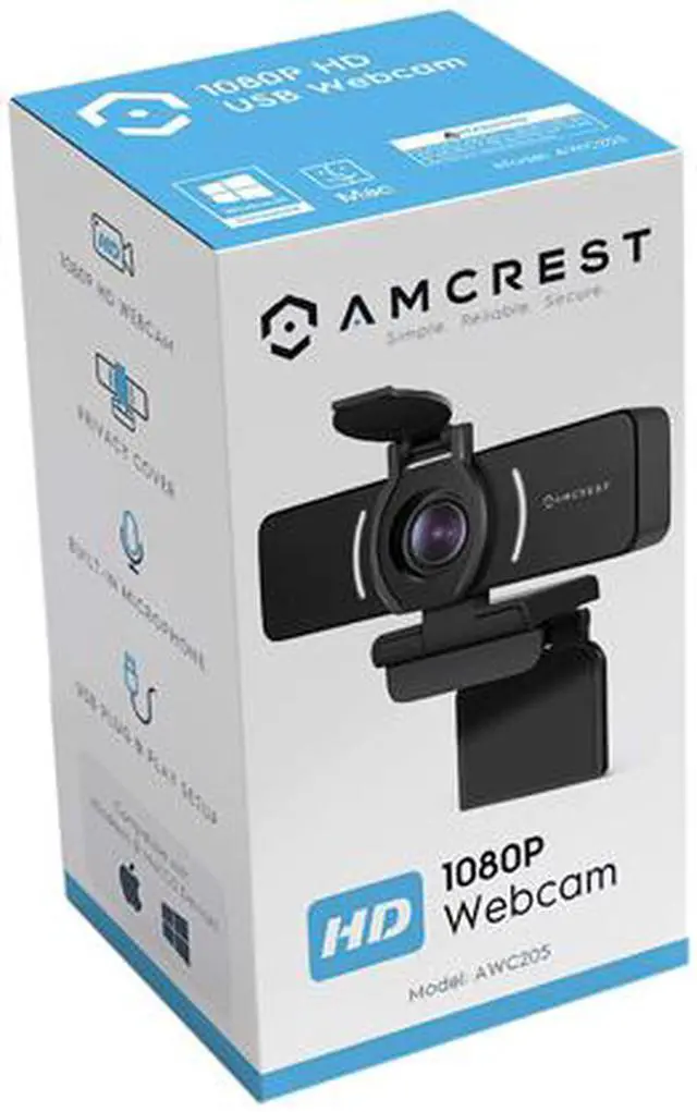 Alt view image 7 of 7 - Amcrest 1080P Webcam with Microphone & Privacy Cover, Web Cam USB Camera, Computer HD Streaming Webcam for PC Desktop & Laptop w/Mic, Wide Angle Lens & Large Sensor for Superior Low Light (AWC205)