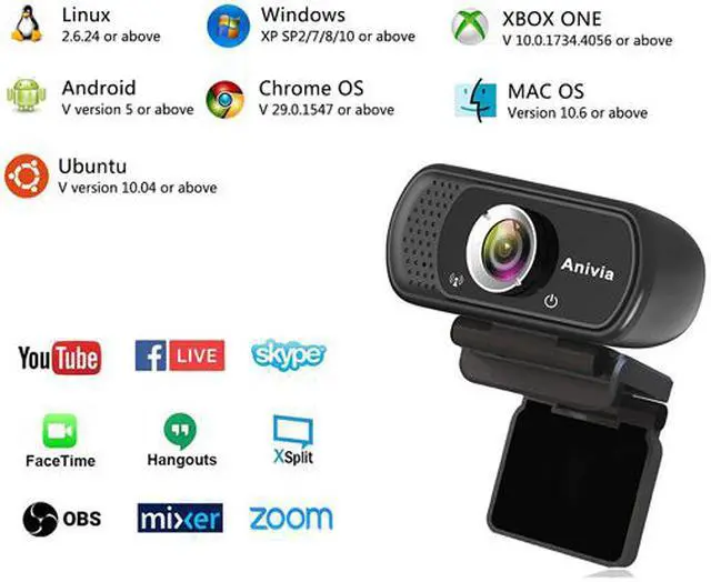 Alt view image 4 of 7 - Anivia 1080p HD Webcam with Microphone , USB Webcam for TV, Live Streaming, Conference, Gaming, Video Calling, Autofocus Full HD Web Camera 1080p 30fps W5 Flexible Rotatable Clip Laptop Home Webcam