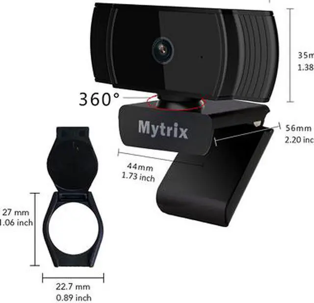 Alt view image 2 of 7 - Mytrix Auto Focus Full HD 1080P Webcam With Privacy Cover, Built-in Noise Cancelling Mic, USB Webcam for Windows Mac PC Laptop Desktop Video Calling Conferencing Streaming, Skype Zoom Facebook YouTube