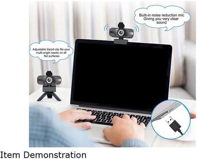 Alt view image 3 of 4 - Webcam with Microphone for Desktop, 1080P HD USB Computer Cameras with Privacy Shutter & Webcam Tripod, Streaming Webcam with Flexible Rotable Wide Angle Webcam for PC Zoom Video/Gaming/Laptop