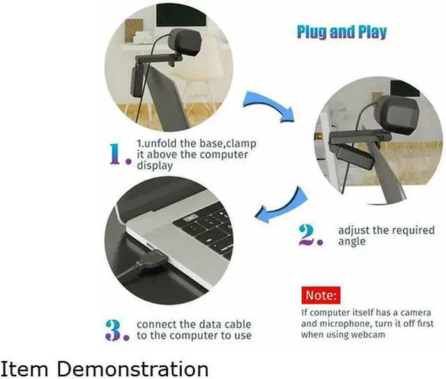 Alt view image 4 of 4 - Webcam with Microphone for Desktop, 1080P HD USB Computer Cameras with Privacy Shutter & Webcam Tripod, Streaming Webcam with Flexible Rotable Wide Angle Webcam for PC Zoom Video/Gaming/Laptop