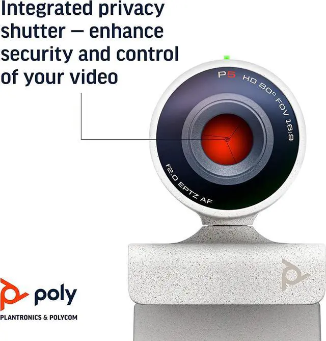 Alt view image 7 of 9 - Poly - Studio P5 Webcam with Blackwire 3210 Headset Kit (Plantronics + Polycom) - 1080p HD Professional Video Conferencing Camera & Single-Ear Wired Headset USB-A - Certified for Zoom & Teams