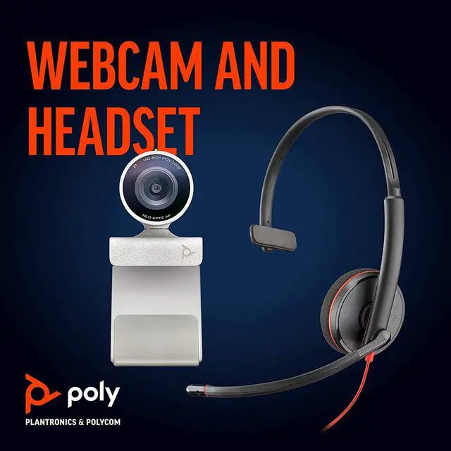 Alt view image 2 of 9 - Poly - Studio P5 Webcam with Blackwire 3210 Headset Kit (Plantronics + Polycom) - 1080p HD Professional Video Conferencing Camera & Single-Ear Wired Headset USB-A - Certified for Zoom & Teams