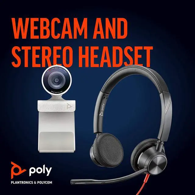 Alt view image 2 of 9 - Poly - Studio P5 Webcam with Blackwire 3325 Headset Kit (Plantronics + Polycom) - 1080p HD Professional Video Conferencing Camera & Stereo Audio Wired Headset USB-A - Certified for Zoom & Teams