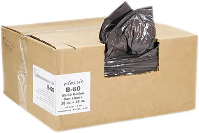 Main image of 2-Ply Low-Density Can Liners, 55-60Gal, .8 Mil, 38X58 Black, 100/Carto