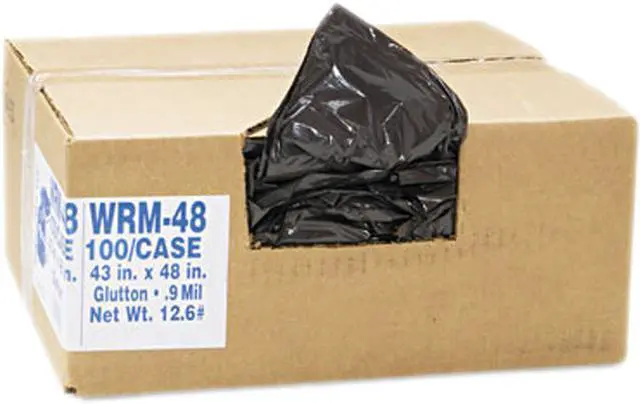 Main image of 2-Ply Low-Density Can Liners, 56 Gal, .8 Mil, 43 X 48, Black, 100/Cart