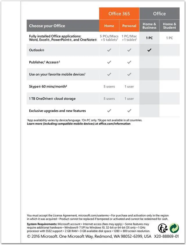 Alt view image 2 of 2 - Microsoft Office Home and Business 2016 Product Key Card - 1 PC