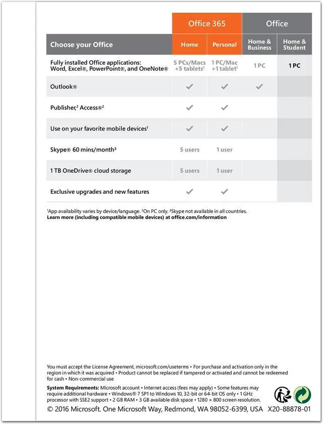 Alt view image 2 of 2 - Microsoft Office Home and Student 2016 Product Key Card - 1 PC