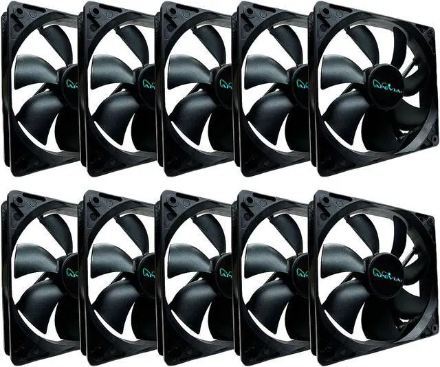 Main image of Apevia CF1012S-BK 120mm 4pin Molex + 3pin Motherboard Black Case Fan (10-pk)
