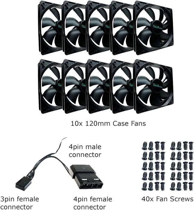 Alt view image 4 of 4 - Apevia CF1012S-BK 120mm 4pin Molex + 3pin Motherboard Black Case Fan (10-pk)