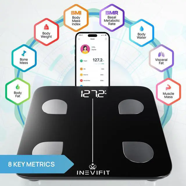 Alt view image 2 of 7 - INEVIFIT Smart Body Composition Scale with Bluetooth and Free Tracking INEVIFIT APP