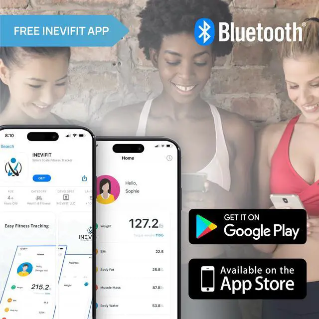 Alt view image 6 of 7 - INEVIFIT Smart Body Composition Scale with Bluetooth and Free Tracking INEVIFIT APP