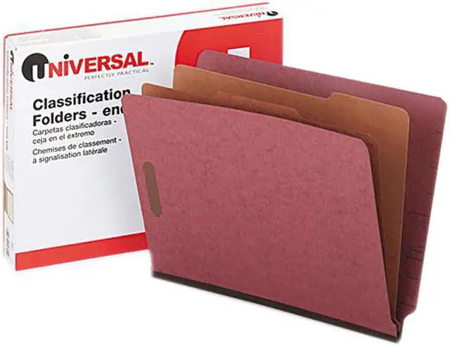 Main image of Pressboard End Tab Classification Folders, Letter, Six-Section, Red, 1