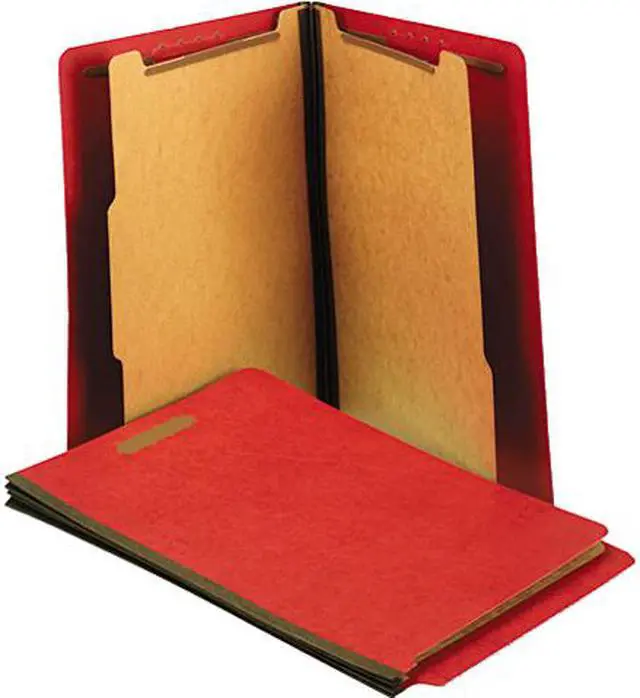 Main image of Pressboard End Tab Folders, Letter, Six-Section, Bright Red, 10/Box