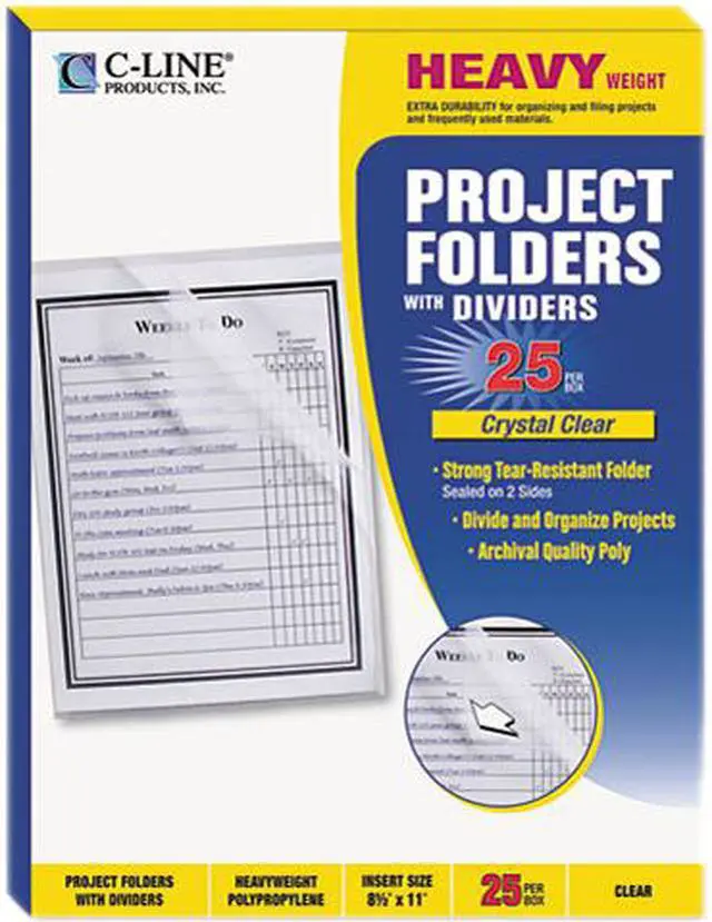 Main image of Project Folders With Dividers, Letter, 1/3 Tab, Clear/Clear 25/Pk