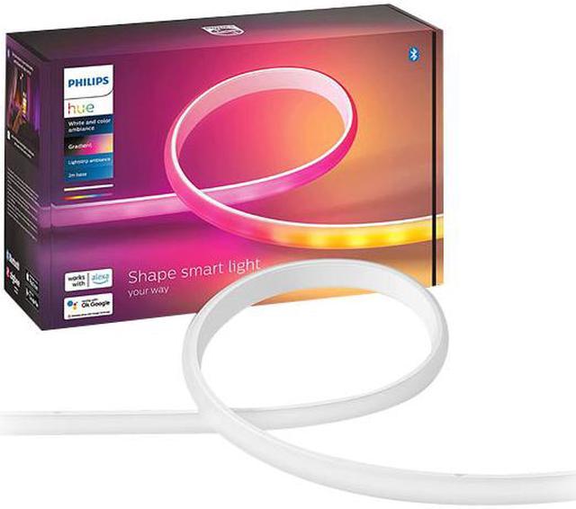 Philips Hue Bluetooth Gradient Ambiance Smart Lightstrip 2m/6ft Base Kit  with Plug (Multicolor Strip, Works with Apple Homekit and Google Home),  White, 570556 