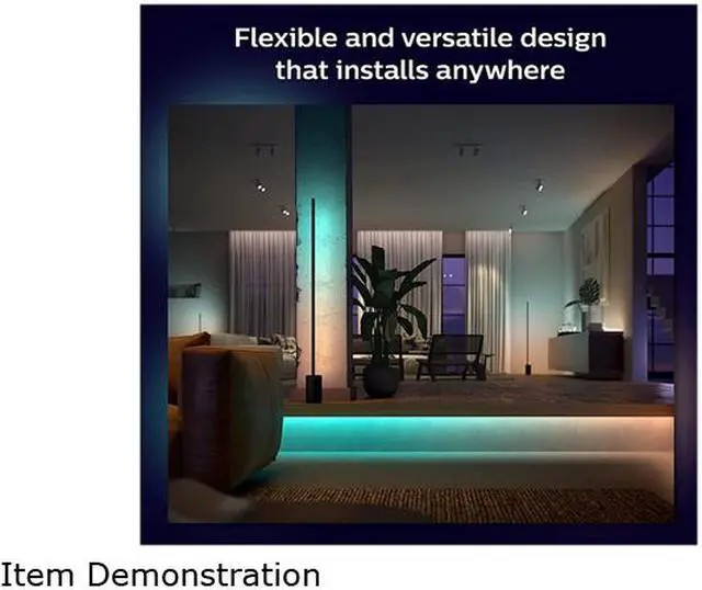 Alt view image 4 of 10 - Philips Hue Bluetooth Gradient Ambiance Smart Lightstrip 2m/6ft Base Kit with Plug (Multicolor Strip, Works with Apple Homekit and Google Home), White, 570556
