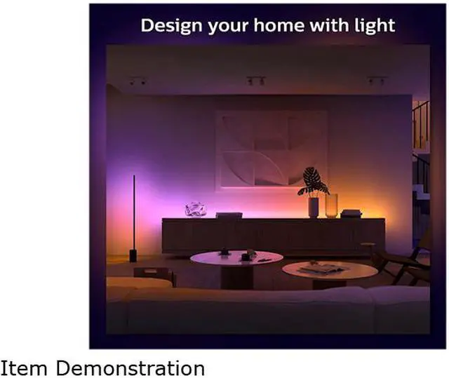 Alt view image 6 of 10 - Philips Hue Bluetooth Gradient Ambiance Smart Lightstrip 2m/6ft Base Kit with Plug (Multicolor Strip, Works with Apple Homekit and Google Home), White, 570556