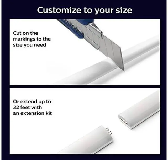 Alt view image 7 of 12 - Philips Hue Bluetooth Gradient Ambiance Smart Lightstrip 3ft Extension NO Plug, (Muticolor Strip, Works with Apple Homekit and Google Home), White