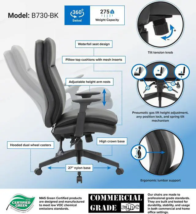 Alt view image 6 of 6 - Boss Executive Chair, Black