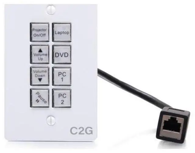 Main image of C2G AV Controller - Universal remote control - 8 buttons - Cable/infrared - White C2G50348