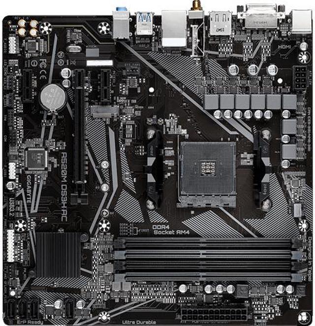 GIGABYTE A520M DS3H AC AM4 AMD 520 ATX Motherboard with Single M.2