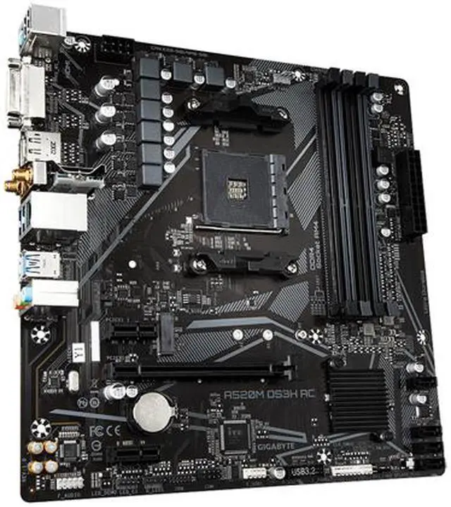 Alt view image 3 of 6 - GIGABYTE A520M DS3H AC AM4 AMD 520 ATX Motherboard with Single M.2, SATA 6Gb/s, USB 3.2 Gen 1, WIFI 802.11a, Realtek GbE LAN