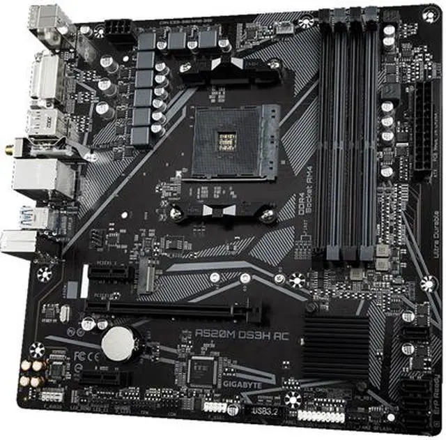 Alt view image 2 of 6 - GIGABYTE A520M DS3H AC AM4 AMD 520 ATX Motherboard with Single M.2, SATA 6Gb/s, USB 3.2 Gen 1, WIFI 802.11a, Realtek GbE LAN