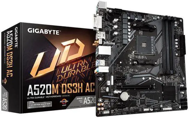 Alt view image 5 of 6 - GIGABYTE A520M DS3H AC AM4 AMD 520 ATX Motherboard with Single M.2, SATA 6Gb/s, USB 3.2 Gen 1, WIFI 802.11a, Realtek GbE LAN