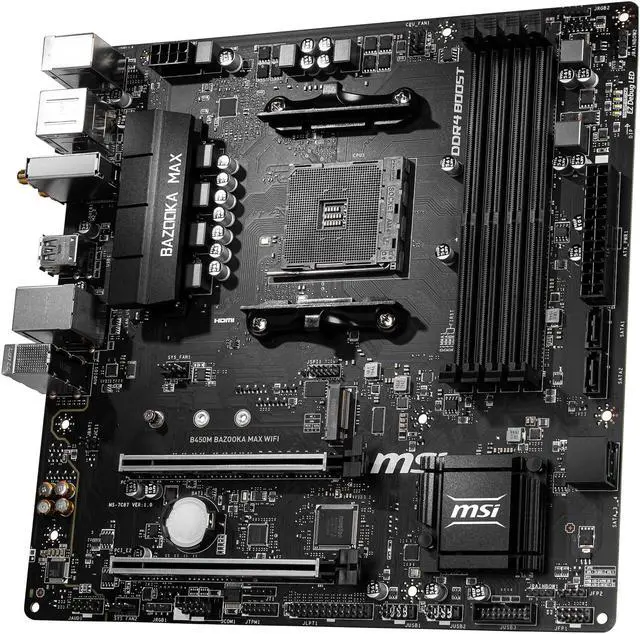 Alt view image 3 of 10 - MSI B450M BAZOOKA MAX WI-FI w/ DDR4-2666, 7.1 Audio, M.2, Gigabit LAN, 802.11ac