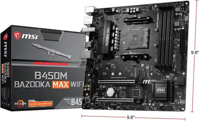 Alt view image 10 of 10 - MSI B450M BAZOOKA MAX WI-FI w/ DDR4-2666, 7.1 Audio, M.2, Gigabit LAN, 802.11ac