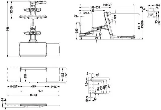 Alt view image 3 of 3 - Amer Wall Mount For Keyboard Mouse Monitor - Taa Compliant