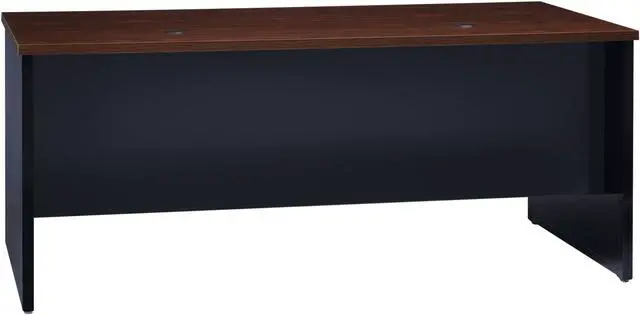 Alt view image 3 of 6 - Lorell Double Pedestal Desk 36"x72" Black/Walnut 79139
