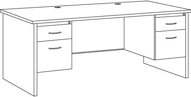 Alt view image 5 of 6 - Lorell Double Pedestal Desk 36"x72" Black/Walnut 79139