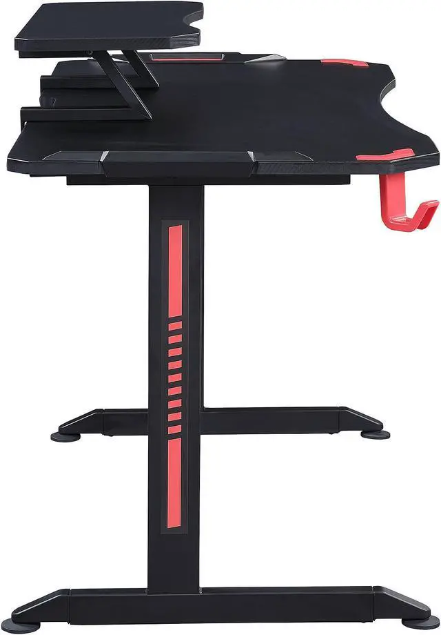 Alt view image 2 of 6 - Lorell Gaming Desk, w/Monitor Shelf/Hooks, 48"x26"x36" , Black (LLR84393)