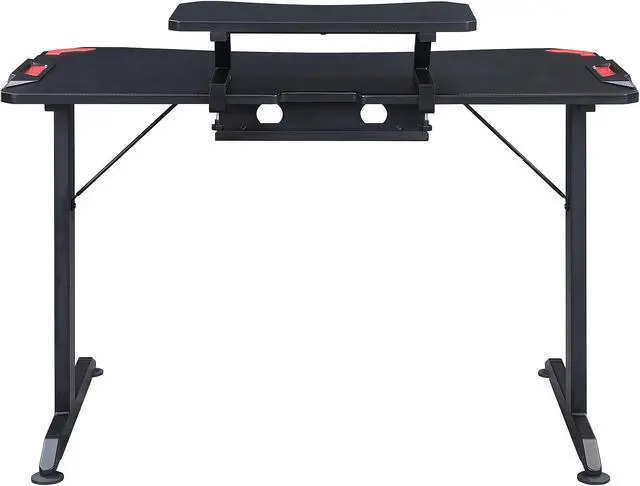 Alt view image 3 of 6 - Lorell Gaming Desk, w/Monitor Shelf/Hooks, 48"x26"x36" , Black (LLR84393)