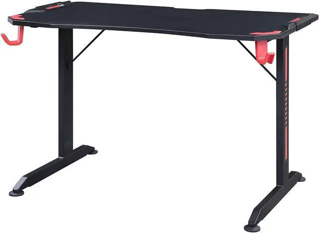 Alt view image 4 of 6 - Lorell Gaming Desk, w/Monitor Shelf/Hooks, 48"x26"x36" , Black (LLR84393)