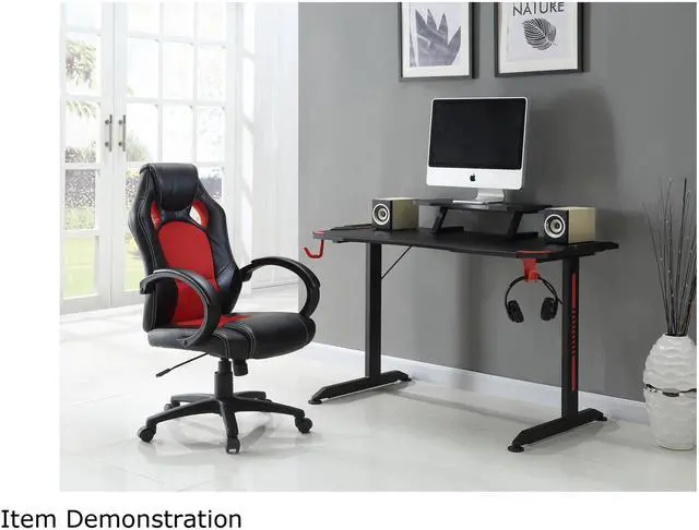 Alt view image 6 of 6 - Lorell Gaming Desk, w/Monitor Shelf/Hooks, 48"x26"x36" , Black (LLR84393)