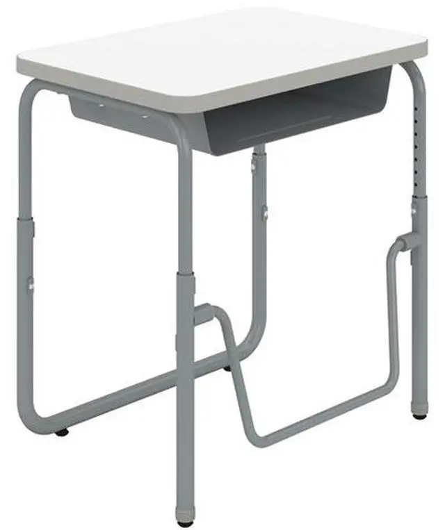 Main image of Safco 1224DE AlphaBetter 2.0 Height-Adjustable Student Desk with Pendulum Bar and Book Box - 27.75 x 19.75 x 29 to 43 - Dry Erase
