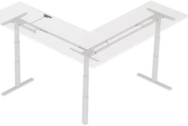 Alt view image 4 of 6 - Monoprice Triple Motor Height Adjustable Sit-Stand Corner Desk Frame - White | 3 Leg Corner, L Shaped Table Base, Programmable Memory Settings - Workstream Collection