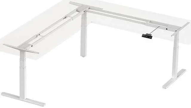 Alt view image 3 of 6 - Monoprice Triple Motor Height Adjustable Sit-Stand Corner Desk Frame - White | 3 Leg Corner, L Shaped Table Base, Programmable Memory Settings - Workstream Collection