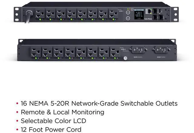 Alt view image 8 of 9 - CyberPower PDU41023 Single Phase 100 - 120 VAC 30A Switched