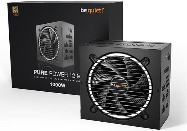 be quiet! Pure Power 12 M 1000W ATX 3.0 Power Supply | 80+ Gold Efficiency  | PCIe 5.0 compatible | 4 PCIe 6+2 connectors for Overclocking high-end