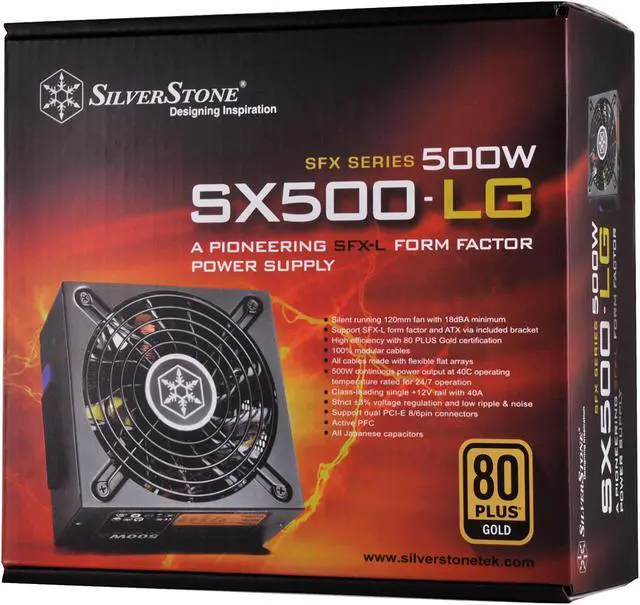 Alt view image 18 of 18 - SilverStone Technology 500W SFX-L Form Factor 80 PLUS GOLD Full Modular Lengthened Power Supply with +12V single rail, Active PFC (SX500-LG)