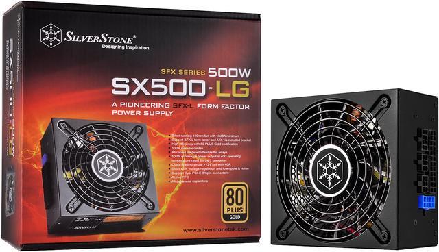 SilverStone Technology 500W SFX-L Form Factor 80 PLUS GOLD Full Modular  Lengthened Power Supply with +12V single rail, Active PFC (SX500-LG)