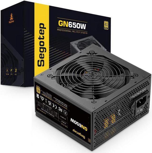 Main image of SEGOTEP 650W 80 Plus Gold Power Supply Non-Modular with 6+2 Pin Connectors PFC Protection and RoHS Compliance 120mm Silent Fan Gaming PSU Black (5 Years Warranty)