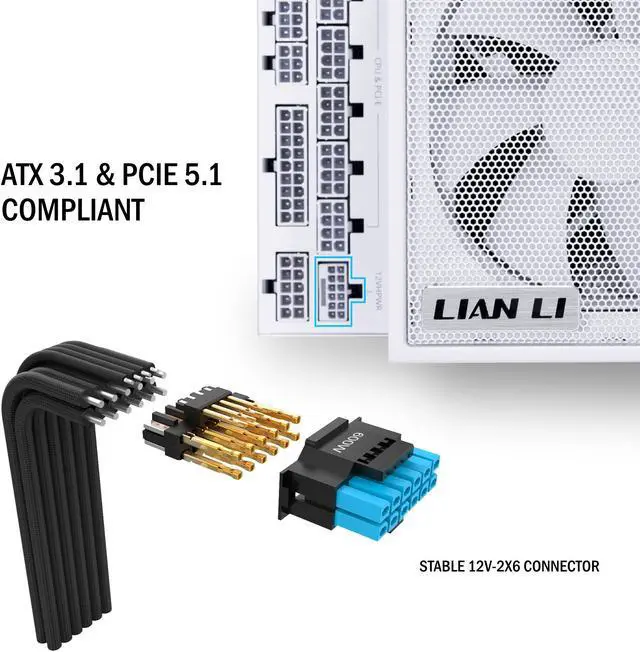 Alt view image 3 of 7 - LIAN LI Edge series EG1000 White, 1000W ATX12V v3.1, 80 PLUS PLATINUM Certified , Full Modular Power Supply